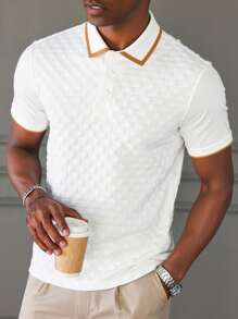 Manfinity CasualCool Men's Colorblock Short Sleeve Casual Commuter Polo Shirt