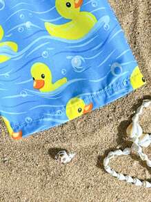 Baby Boy Elastic Waist Drawstring Cartoon Duck Pattern Casual Summer Swimming Trunks & Swimwear Boys Beach Outfits Beach Outfits For Boys Beachwear For Baby Boys Beach Outfits For Toddlers Baby Boy Beach Clothes - Blue - View 4