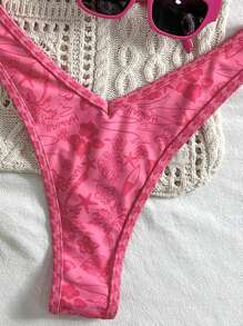 Elavelle Bộ đồ bơi bikini dây mảnh in họa tiết ngẫu nhiên Springbreak dành cho nữ - Nhiều màu - Xem 6