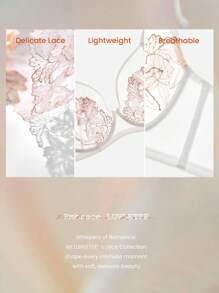 LUVLETTE 女士刺绣优雅内衣全罩杯聚拢透气钢圈性感无衬里网眼蕾丝文胸白色缩小胸罩新娘内衣 - 白色 - 查看 4