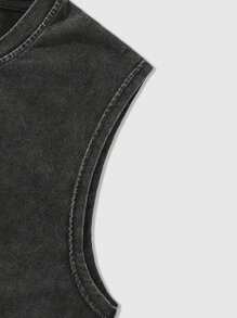 ROMWE MEN 2pcs Set Men's Stylish Casual Acid-Washed Leopard Print Graphic Design Tank Tops - Black - View 3