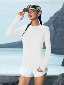 In My Nature XH043 Solid Color Mesh Patchwork Breathable Sports Yoga Running Outdoor T-Shirt - White - View 6