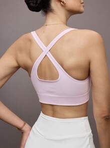 Activina Activina Top deportivo corto de unicolor, con espalda descubierta y espalda de tirantes (sin costuras), para verano