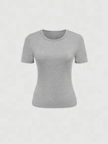 SHEIN 3 件套女式短袖圆领罗纹休闲 T 恤套装，夏季 - 彩色 - 查看 4