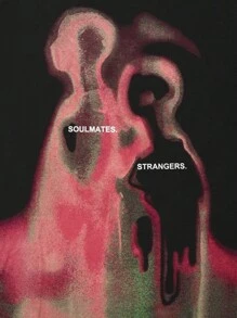 ROMWE MEN Street Life 男士复古街头风格抽象轮廓热图印花短袖T恤，适合夏季 - 黑色 - 查看 7