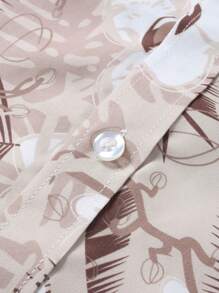 Manfinity Homme Men's Casual Fashion All Over Print Button Down Long Sleeve Shirt - Khaki - View 6