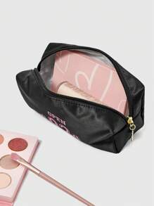 ROMWE Grunge Punk Minimalist Numeric & English Pattern Compact Portable Cosmetic Pouch, Pencil Case, Jewelry Bag 552582 - Multicolor - View 2