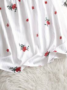 SHEIN LUNE 大码女式纹理印花拼接花卉蕾丝细节衬衫