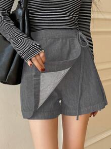 DAZY Women's Summer Denim Skirt Pants Style Casual Minimalist Shorts Denim Shorts - Light Grey - View 3