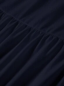 Modmama Pregnant Women's Plain Crew Neck Short Sleeve Ruffled Hem Casual T-Shirt, Summer - Navy Blue - View 5