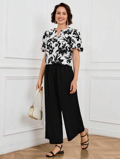 Miaspire 2pcs/Set Vacation Style Printed Top And Pants Set, Spring/SummerTeacher Outfits For WomenCountry Style Women's ClothingGoing Out Outfits Mothers Day Outfit Gift For Mom