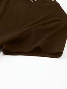 INAWLY 女士修身短袖休闲圆领T恤，咖啡色