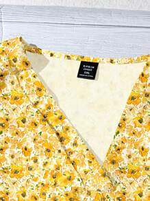 EMERY ROSE Curve Plus Size 女式日常休闲度假V领小袖碎花宽松衬衫，女式夏季，度假女装，外出上衣女装，可爱夏日 - 彩色 - 查看 4