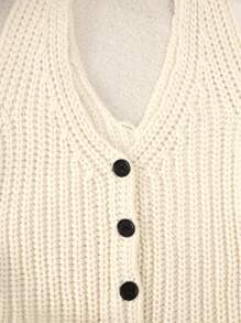 SHEIN Clasi Áo len cardigan dệt kim không tay màu sắc thanh lịch, giản dị dành cho nữ, mùa xuân/hè - Nhiều màu - Xem 6