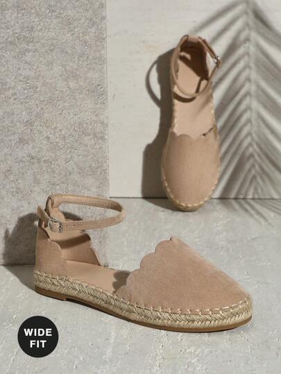 SHUZIA Alpargatas de moda casuales y cómodas de punta redonda con diseño ancho para mujeres