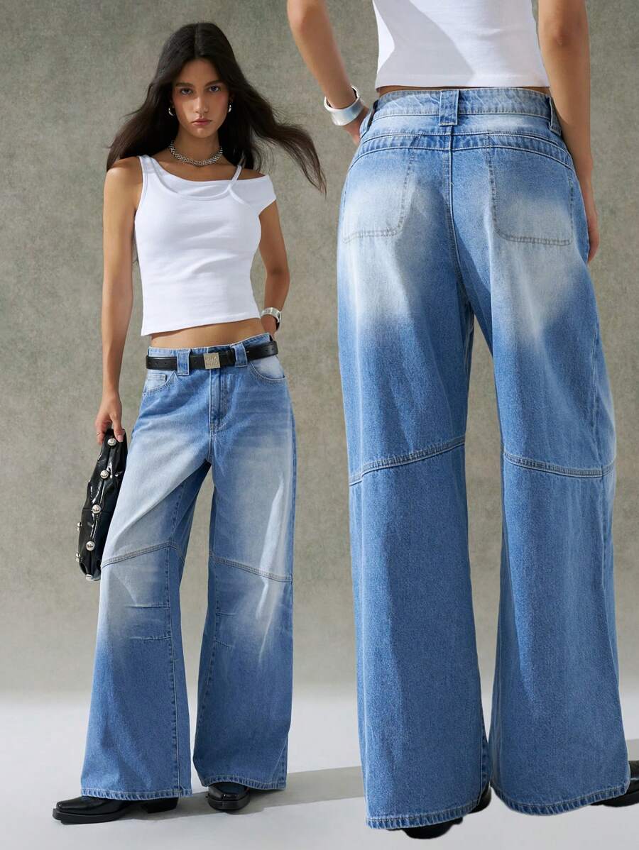 LYSMO 女士牛仔长裤，夏季时尚 - 藍色 - 查看 1