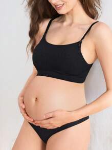 Áo ngực cho con bú không đường may dành cho bà bầu, hút sữa, nâng ngực, đồ lót bầu Bralette - màu đen - Xem 1