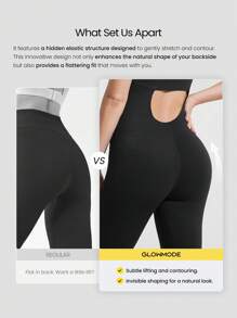 GLOWMODE Body con copas desmontables, estilo Mono, de 24" FeatherFit™-Air con efecto trasero realzador, para yoga de bajo impacto, pilates, uso diario casual