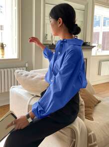 DAZY Women's Casual & Work Commuting Cotton Button-Up Long Sleeve Shirt,Fall Clothes