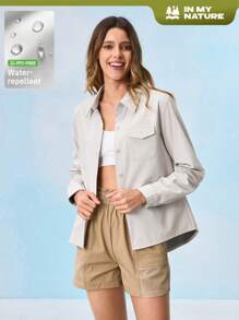 In My Nature In My Nature Camisa casual feminina simples de cor sólida para atividades ao ar livre