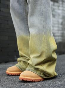 Manfinity EMRG Men's Pocketed Color-Block Wide-Leg Loose Jeans - Light Wash - View 5