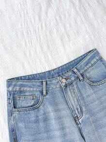 Attitoon Women Simple Casual Denim Jeans,Going Out,2000s Style,Y2k,Baggy Pants,Low Rise Jeans,Wide Leg Pants Woman,Airport,Baggy Jeans Women, Back To School - Medium Wash - View 4