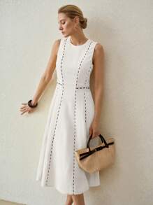 MOTF PREMIUM LINEN CONTRAST TRIM DRESS