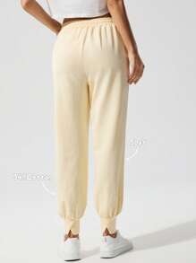 Menodora SHEIN Sport Cloudkiss 94%Cotton Women's Plain Colored Summer Pants, Fashionable - Yellow - View 3