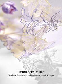 LUVLETTE 女人刺绣优雅内衣透气半罩杯文胸钢圈性感无衬里网眼蕾丝紫色束身衣缩小长线文胸新娘内衣 - 紫色 - 查看 10