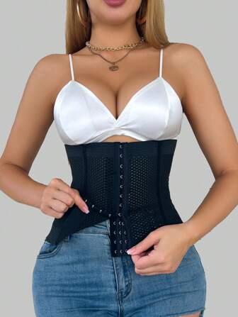 SHEIN 1 件女式纯色束腰带，带前拉链