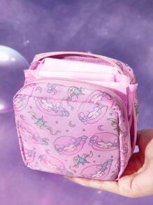 Pop Mart Azura X SHEIN 1 件卡通图案聚酯纤维收纳袋，可用作女性卫生收纳袋、数码收纳袋、小物件收纳袋，适合返校使用 - 彩色 - 查看 5