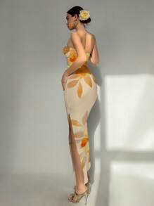 Aloruh 女士优雅度假修身花卉印花连衣裙，适合海滩/度假/正式/浪漫约会/情人节/音乐节