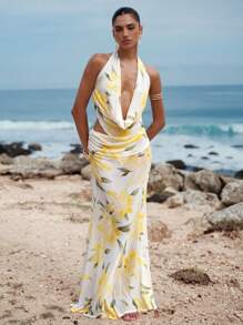 Opulessa Vestido de escote pronunciado y espalda descubierta romántico para vacaciones de mujer, estilo de vacaciones, de punto con estampado floral romántico, conjunto de ropa casual de verano para vacaciones, atuendo bohemio de playa para vacaciones, estilo bohemio chic, atuendos de fiesta y festival, ropa de playa para mujer, atuendos de verano para mujer, conjunto de graduación, artículos esenciales de playa, vestido amarillo mantequilla, atuendos de cumpleaños para mujer, artículos esenciales de playa, conjunto de aeropuerto para mujer, 4 de julio para mujer, conjunto de club, vestido de té, vestido de cumpleaños, vestido de verano, hombros descubiertos - Multicolor - Ver 2