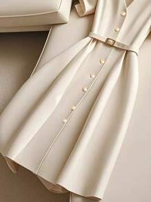 Franclia Vestido longo vintage elegante com decote em V casual e manga curta para mulheres