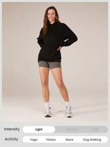 GLOWMODE Modal Silky Smooth Oversized Hooded Long Sleeve Sweatshirt With Kangaroo Pocket Daily Casual  Spring Summer - Black - View 5