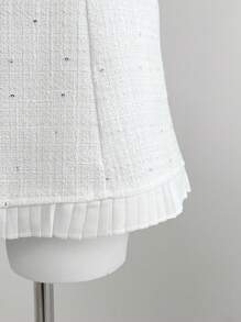 Women's Sleeveless Sequin Decor Pleated Hem Elegant Dress, Summer - White - View 3