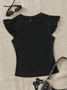 Soleia Set de 2 camisetas ajustadas de cuello redondo y manga corta de punto acanalado