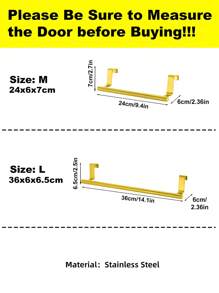 SHEIN Basic living 1PC Golden Single Rod Towel Rack Cabinet Door Back Type Hanging Rack Non-Punched Towel Rod - Gold - View 8