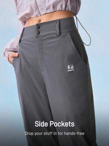 In My Nature Pantalones casuales sueltos y de moda para mujer de color gris con bolsillos, adecuados para senderismo