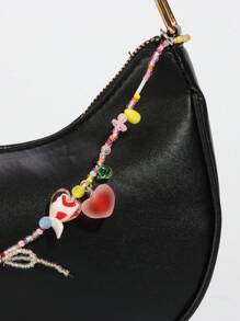 ROMWE Kawaii 1 件可爱樱桃形串珠包饰，Y2K 多巴胺串珠迷你方形包配件