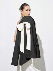 Aveloria Modichic Hellgelbe Blazerjacke für Damen mit Cut-out Rücken, Kontrast weiße Schleife, elegant, lässig, schick, romantisch, sexy, Langarm, dünn für die Fahrt zur Arbeit