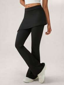 Tropiluxe Women's Solid Color High Waist Flare Elegant Pants