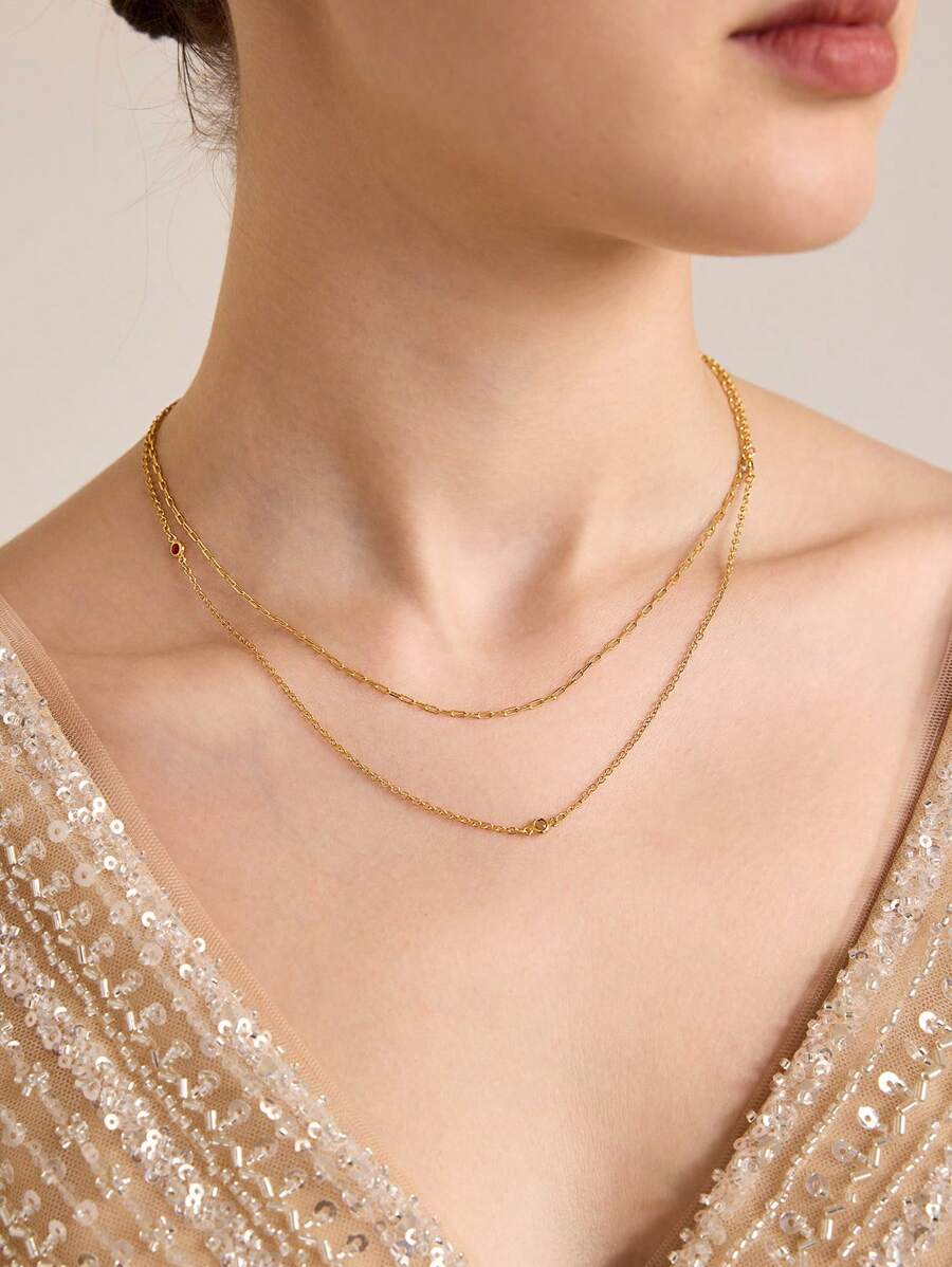 MOTF PREMIUM COLLAR DE DOBLE CAPA CON CIRCONITA DORADA - Amarillo Oro - Ver 1