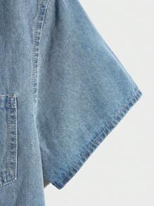 AXEPEAK Camicia in jeans da uomo in cotone con tasche applicate, senza maglietta, elemento essenziale dello streetwear