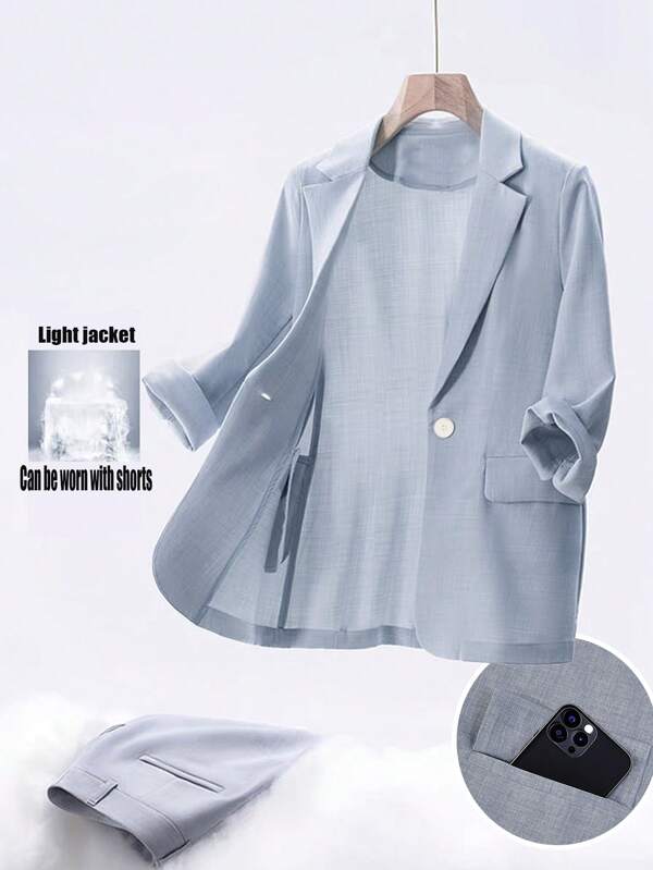 Franclia Women Suit Shorts Set, Lightweight High-Quality Professional Casual Blazer