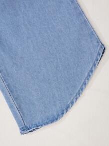 Denimly Girls 年轻少女休闲日常都市街头可爱简约舒适水洗牛仔套装 - 中等水洗藍 - 查看 6