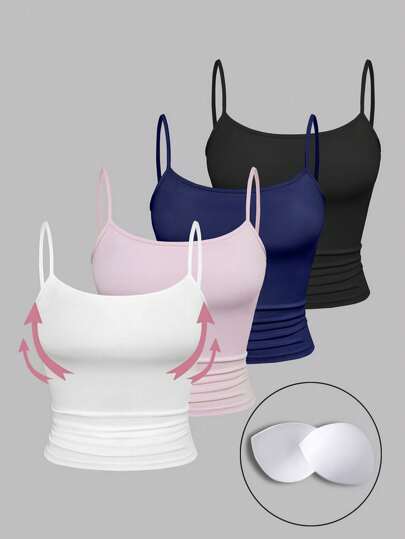 SHEIN Unity 4 件套休闲背心，露背设计，日常穿着