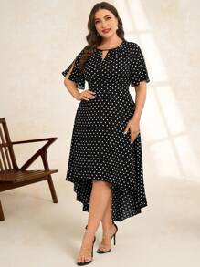 SHEIN Clasi Summer Plus Size Wedding Asymmetrical  Dresses - Black and White - View 4