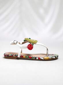 SHUZIA Sandalias tipo tanga para mujer con adornos de frutas - Multicolor - Ver 6