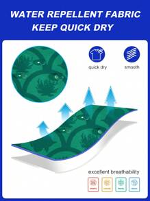 Horizaway Men's Vacation Floral Print Drawstring Waist Pocketed Beach Shorts - Green - View 4